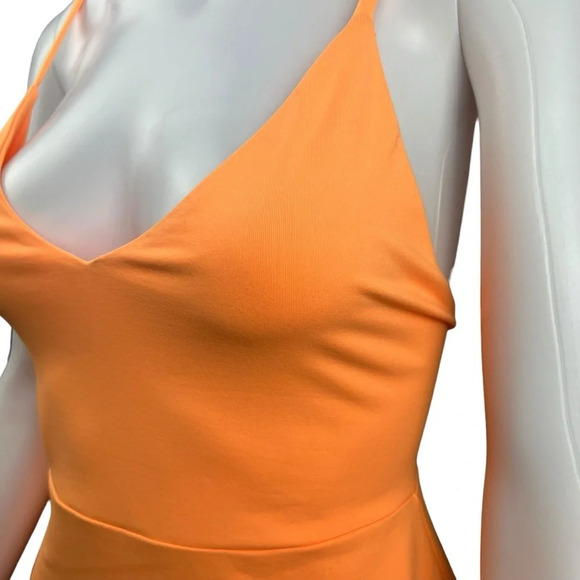 Susana Monaco V-Neck A-Line Mini Dress in Electric Orange Neon - Picture 7 of 16